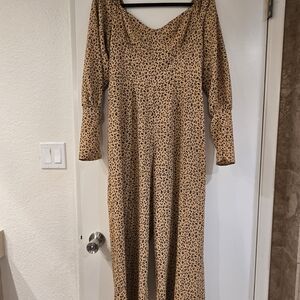 ASOS Tan Leopard Print Long Sleeve Dress